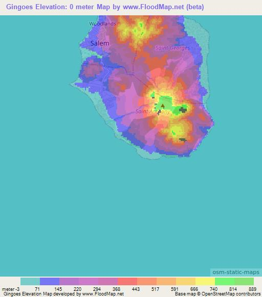 Gingoes,Montserrat Elevation Map