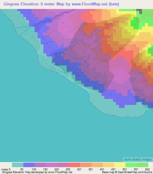 Gingoes,Montserrat Elevation Map