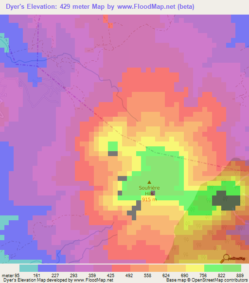 Dyer's,Montserrat Elevation Map