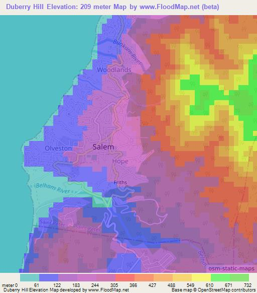 Duberry Hill,Montserrat Elevation Map