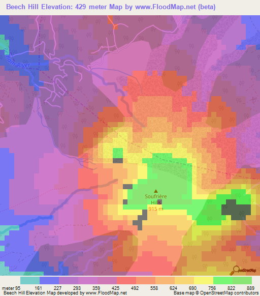 Beech Hill,Montserrat Elevation Map