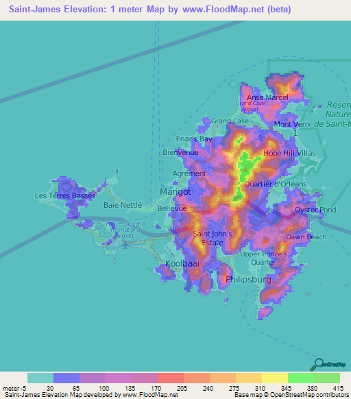 Saint-James,Saint Martin Elevation Map