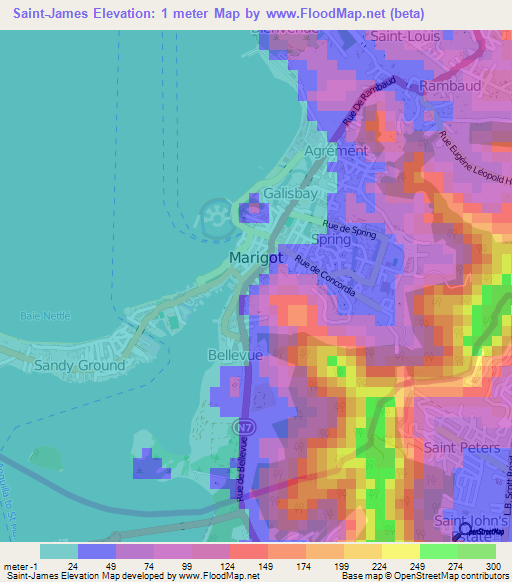 Saint-James,Saint Martin Elevation Map