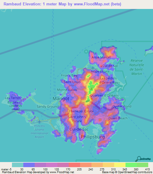 Rambaud,Saint Martin Elevation Map