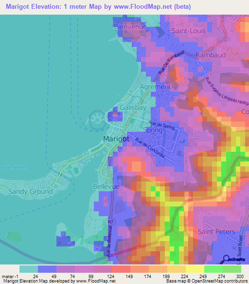 Elevation of Marigot,Saint Martin Elevation Map, Topography, Contour