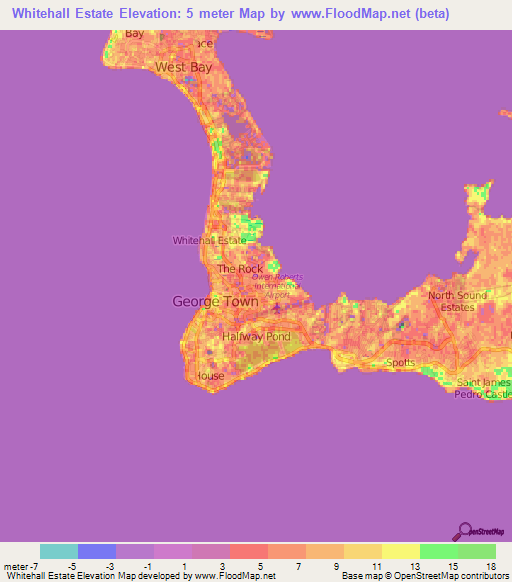 Whitehall Estate,Cayman Islands Elevation Map