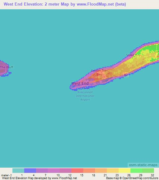 West End,Cayman Islands Elevation Map