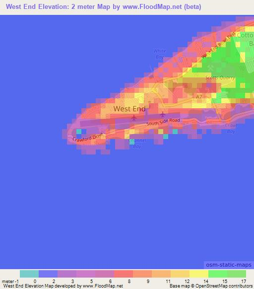 West End,Cayman Islands Elevation Map