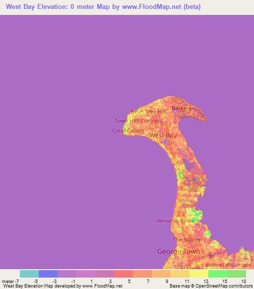 West Bay,Cayman Islands Elevation Map