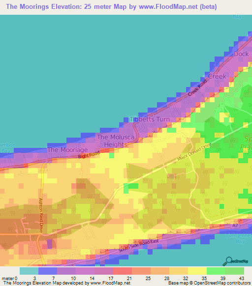 The Moorings,Cayman Islands Elevation Map