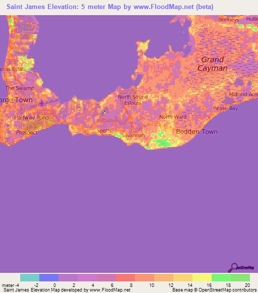 Saint James,Cayman Islands Elevation Map