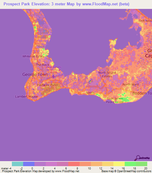 Prospect Park,Cayman Islands Elevation Map