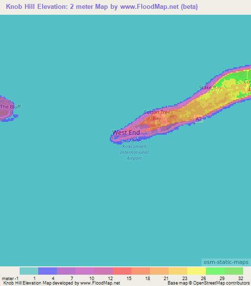 Knob Hill,Cayman Islands Elevation Map