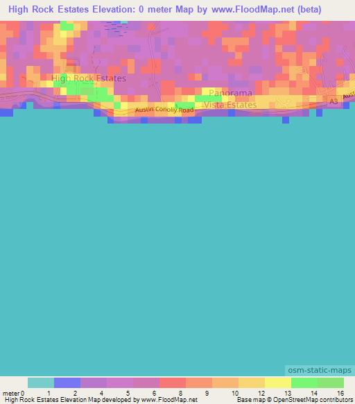 High Rock Estates,Cayman Islands Elevation Map