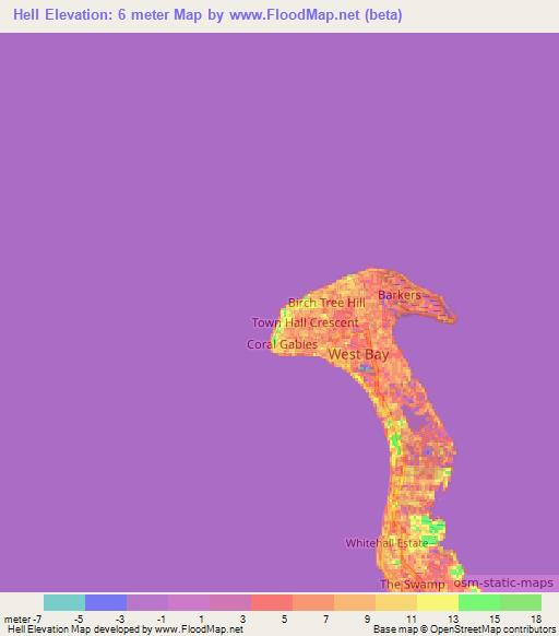 Hell,Cayman Islands Elevation Map