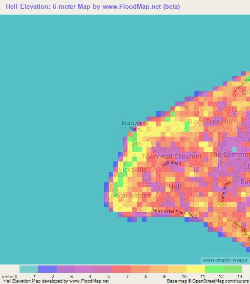 Hell,Cayman Islands Elevation Map