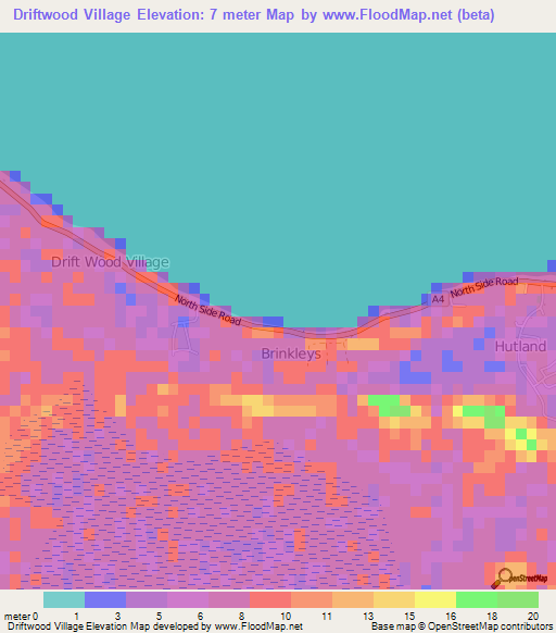 Driftwood Village,Cayman Islands Elevation Map