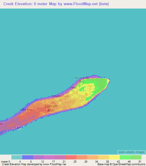 Creek,Cayman Islands Elevation Map