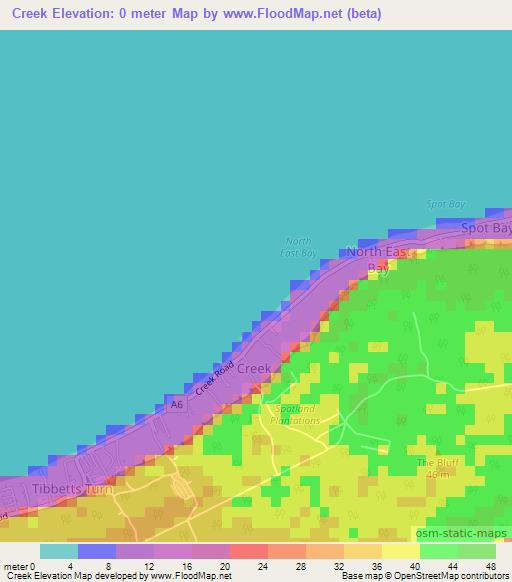 Creek,Cayman Islands Elevation Map