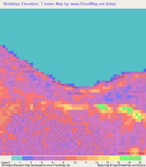 Brinkleys,Cayman Islands Elevation Map