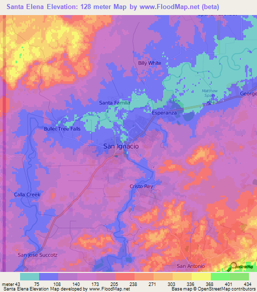 Santa Elena,Belize Elevation Map