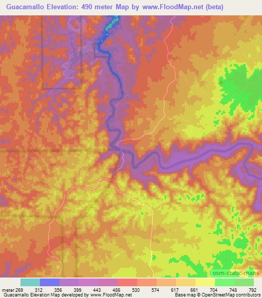 Guacamallo,Belize Elevation Map