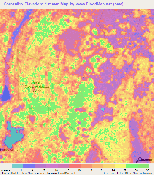 Corozalito,Belize Elevation Map