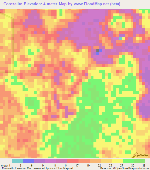 Corozalito,Belize Elevation Map