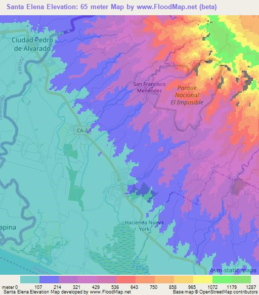 Santa Elena,El Salvador Elevation Map