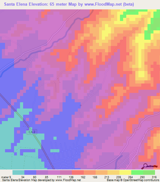 Santa Elena,El Salvador Elevation Map