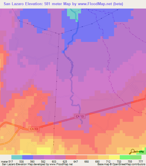 San Lazaro,El Salvador Elevation Map