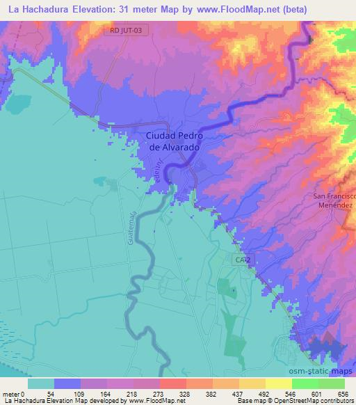 La Hachadura,El Salvador Elevation Map