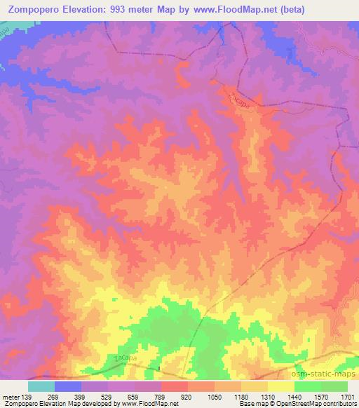 Zompopero,Guatemala Elevation Map