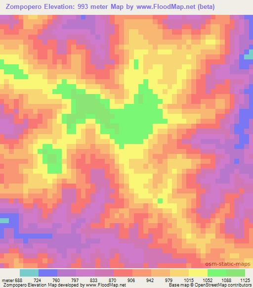 Zompopero,Guatemala Elevation Map