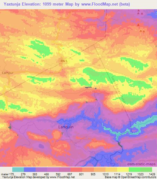 Yaxtunja,Guatemala Elevation Map