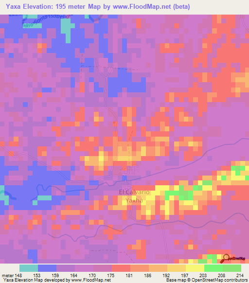 Yaxa,Guatemala Elevation Map