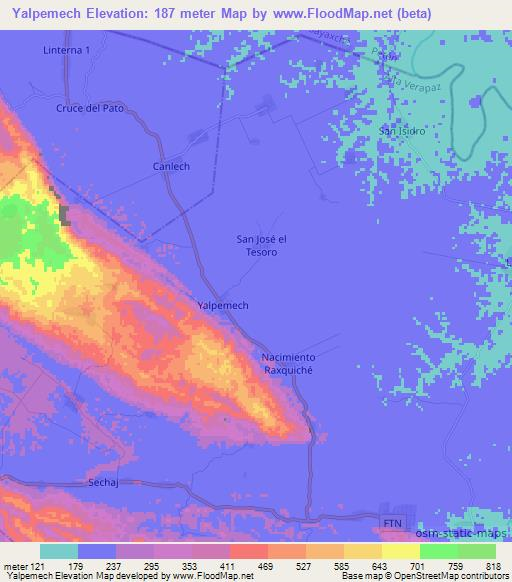 Yalpemech,Guatemala Elevation Map