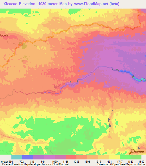 Xicacao,Guatemala Elevation Map