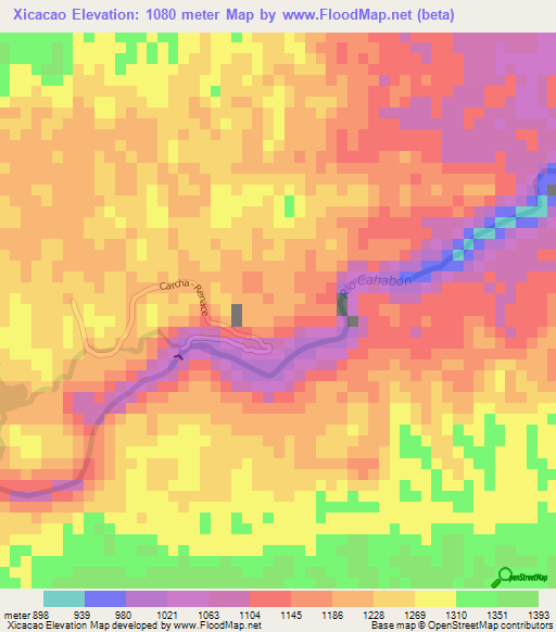 Xicacao,Guatemala Elevation Map