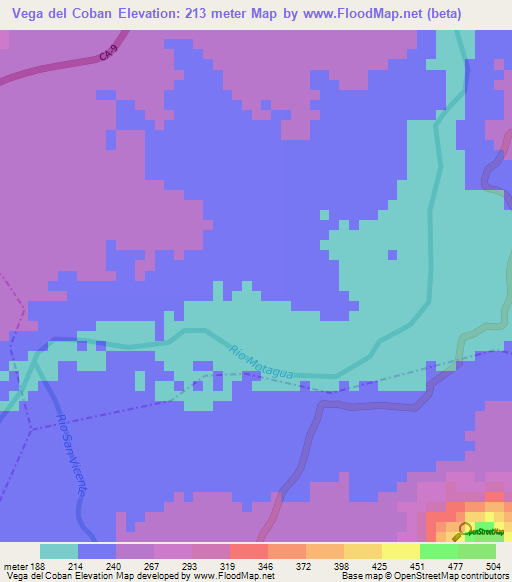 Vega del Coban,Guatemala Elevation Map