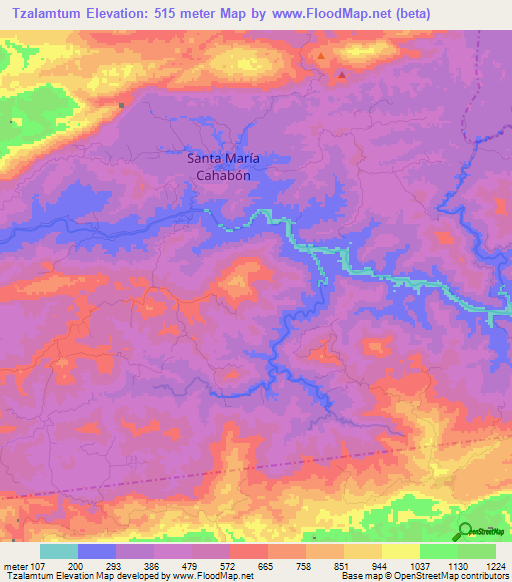 Tzalamtum,Guatemala Elevation Map