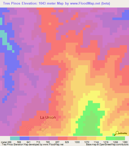 Tres Pinos,Guatemala Elevation Map