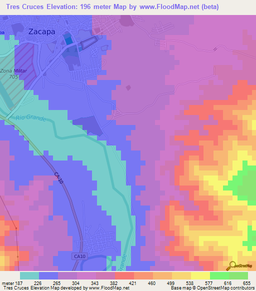 Tres Cruces,Guatemala Elevation Map