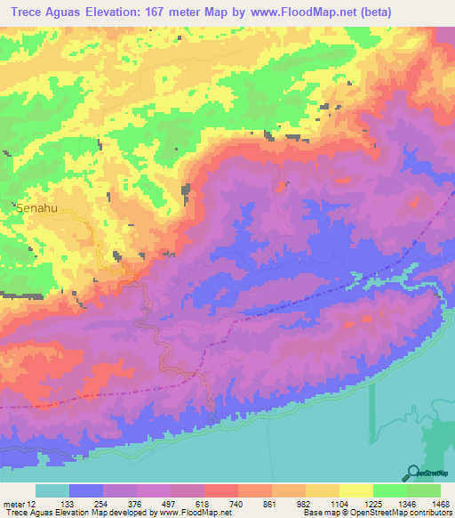 Trece Aguas,Guatemala Elevation Map