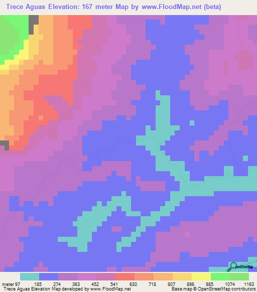 Trece Aguas,Guatemala Elevation Map