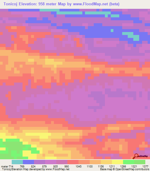 Tonicoj,Guatemala Elevation Map