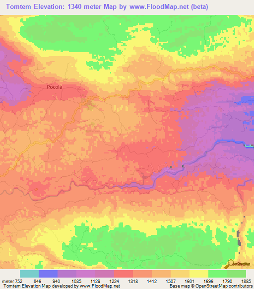 Tomtem,Guatemala Elevation Map