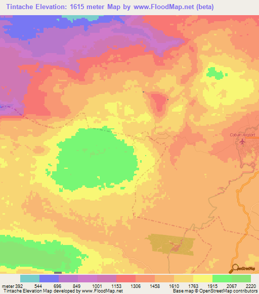 Tintache,Guatemala Elevation Map