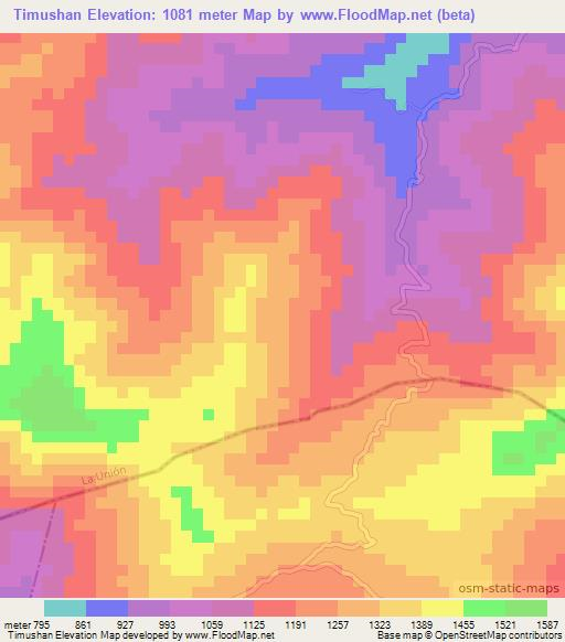 Timushan,Guatemala Elevation Map