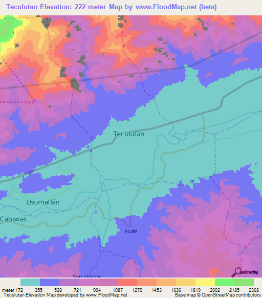 Teculutan,Guatemala Elevation Map